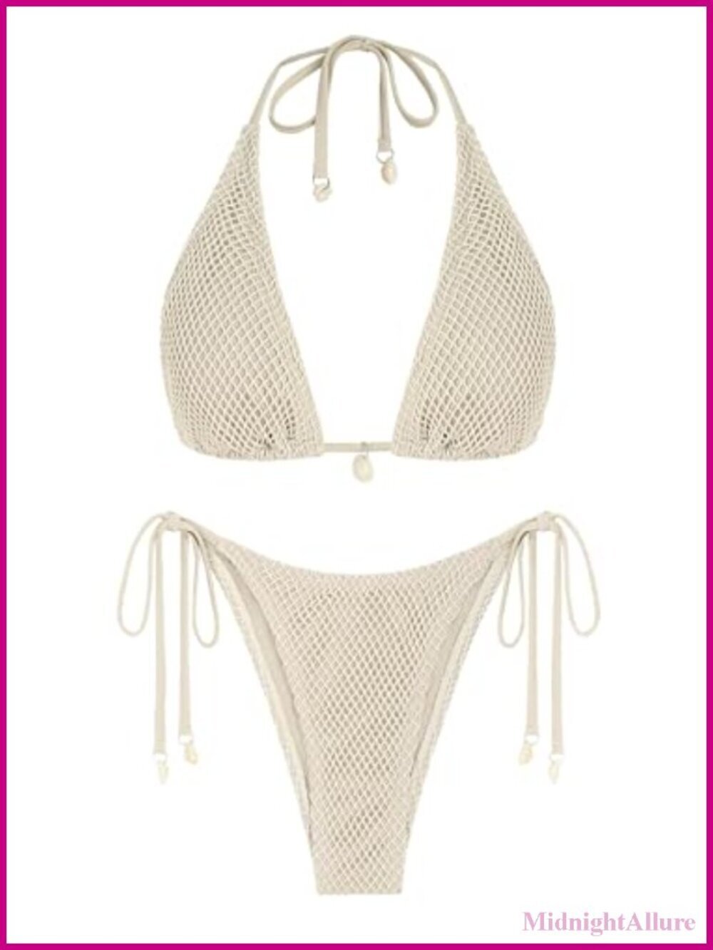 Triangle Bikini Set Multiway Bandeau Halter String Tie Side Fishnet Two Piece